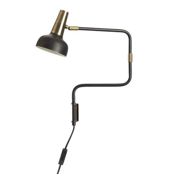 Ray vägglampa, svart/mässing 57cm