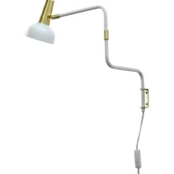 Ray vägglampa, vit/mässing 57cm