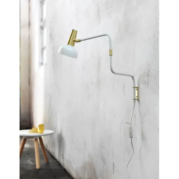 Ray vägglampa, vit/mässing 57cm
