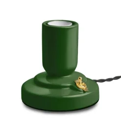 RETRO bordslampa porslin english green 1,8m tvinnad textilkabel