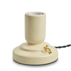 RETRO bordslampa porslin vanilla 1,8m tvinnad textilkabel