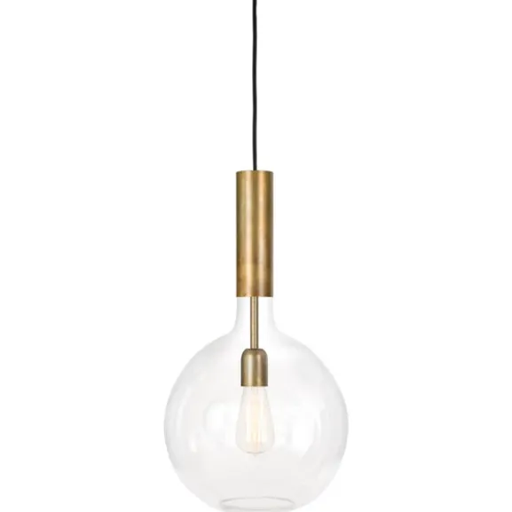 Rosdala taklampa, råmässing/klarglas 30cm
