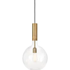 Rosdala taklampa, råmässing/klarglas 30cm