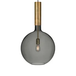 Rosdala XL taklampa, råmässing/rökfärgat glas 40cm