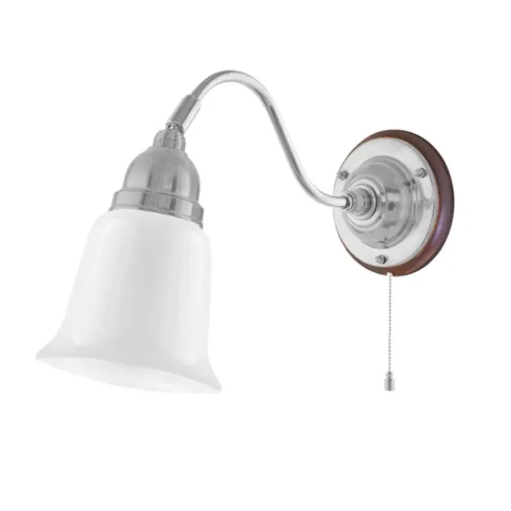 Runeberg Vägglampa, förnicklad mässing/brun