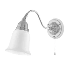 Runeberg Vägglampa, förnicklad mässing/vit