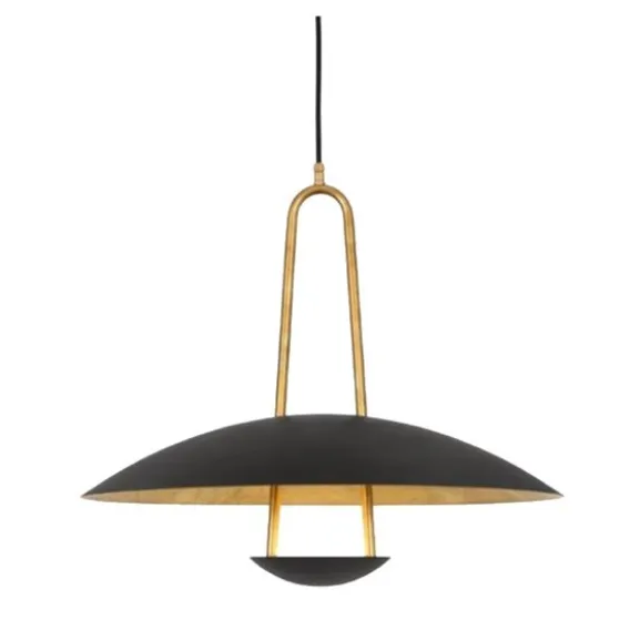 Satellit taklampa, svart/råmässing 40cm
