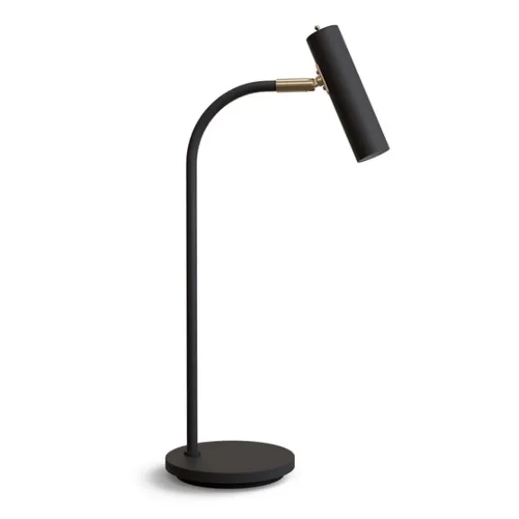 Slender bordslampa svart struktur/mässing