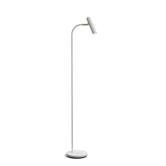 Slender golvlampa vit struktur/mässing