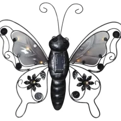 Solcellsdekoration Butterfly Svart 34cm