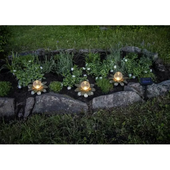 Solcellsdekoration Lilly 3 p Guld 10cm