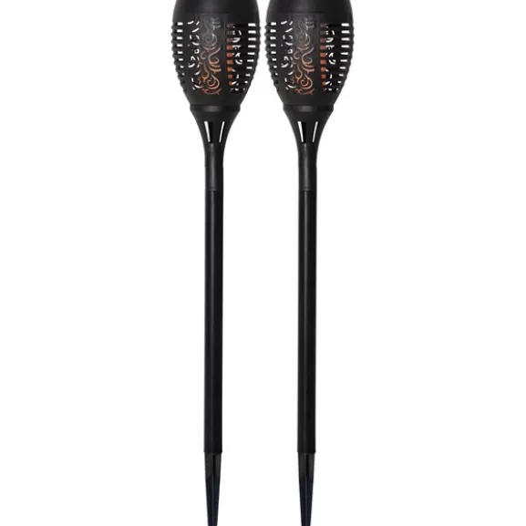 Solcellsfackla Flame 2 p Svart 50cm