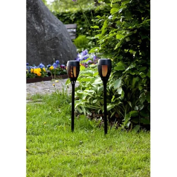 Solcellsfackla Flame 2 p Svart 50cm