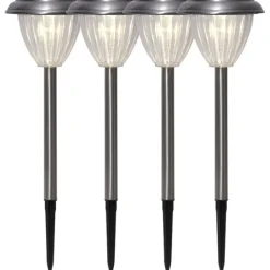 Solcells-pollare 4-p Palma, Silver