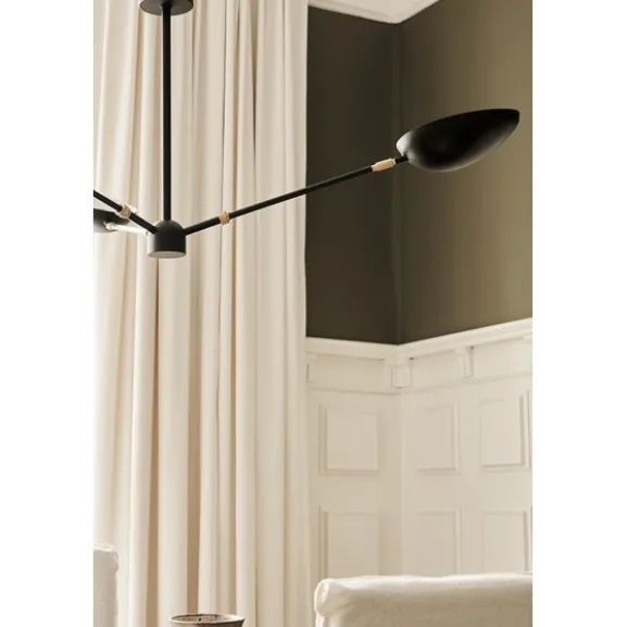 Spoon taklampa, mattsvart/mässing Ø150