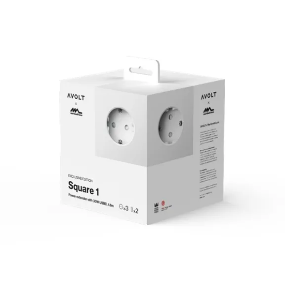 Square 1 USB-C/magnet grenuttag, White Martinelli Luce edition 1,8m