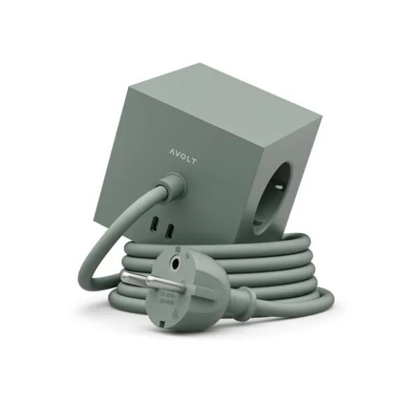 Square 1 USB-C/magnet grenuttag, Oak Green 3m