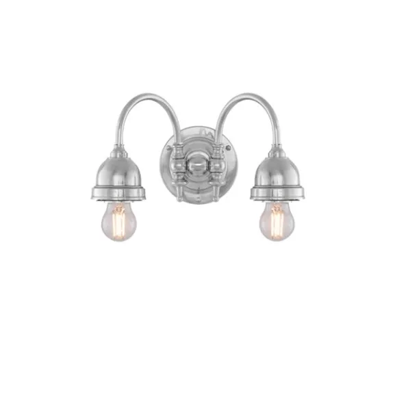 Stackelberg Vägglampa m. dragbrytare, förnicklad mässing/brun