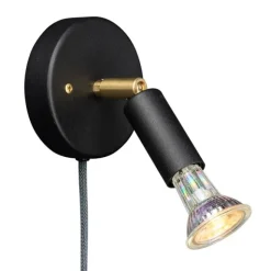 Star 1 vägglampa, Svart struktur (kabel med dimmer)