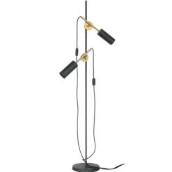 Stav 2 golvlampa, svart/råmässing 140cm
