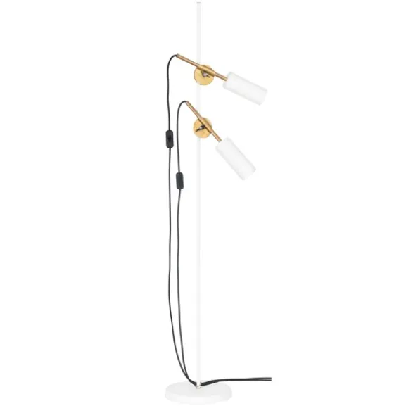 Stav 2 golvlampa, vit/råmässing 140cm