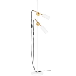Stav 2 golvlampa, vit/råmässing 140cm