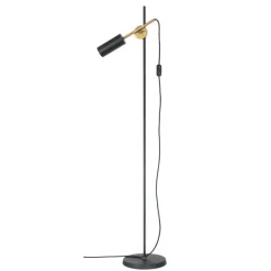 Stav golvlampa, svart/råmässing 140cm