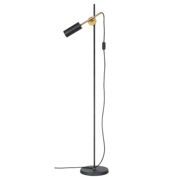 Stav golvlampa, svart/råmässing 140cm