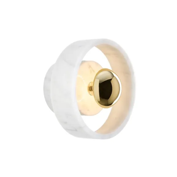 Stone vägglampa LED, vit marmor/mässing