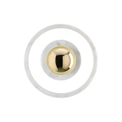 Stone vägglampa LED, vit marmor/mässing