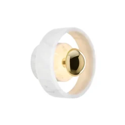 Stone vägglampa LED, vit marmor/mässing