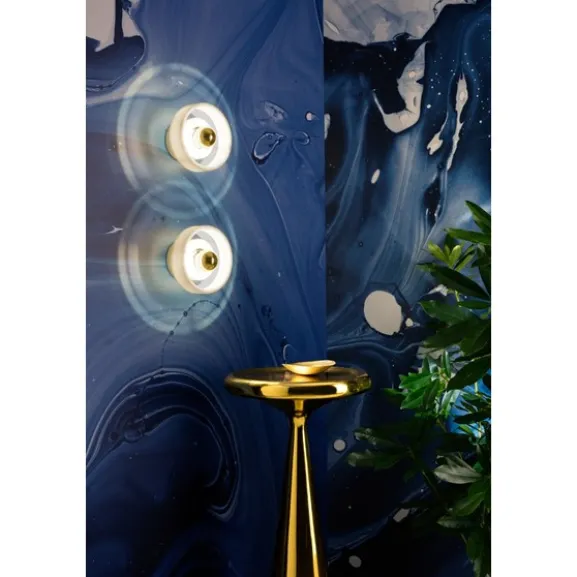 Stone vägglampa LED, vit marmor/mässing