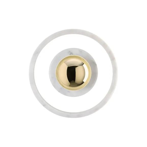 Stone vägglampa LED, vit marmor/mässing