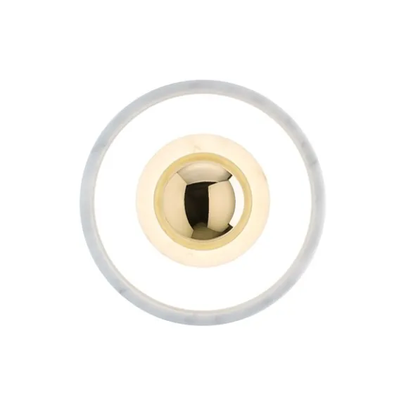 Stone vägglampa LED, vit marmor/mässing