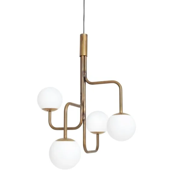 Strapatz taklampa, råmässing/opal 75cm