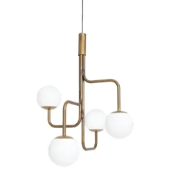 Strapatz taklampa, råmässing/opal 75cm