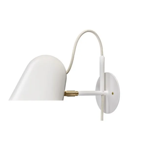 Streck vägglampa med kabel, Vit/mässing