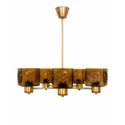 Taklampa 5-arm amber