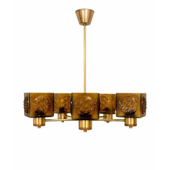 Taklampa 5-arm amber