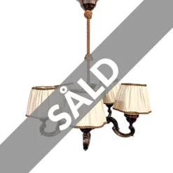 Taklampa 5armar Brun/Vit Trä , 62 cm