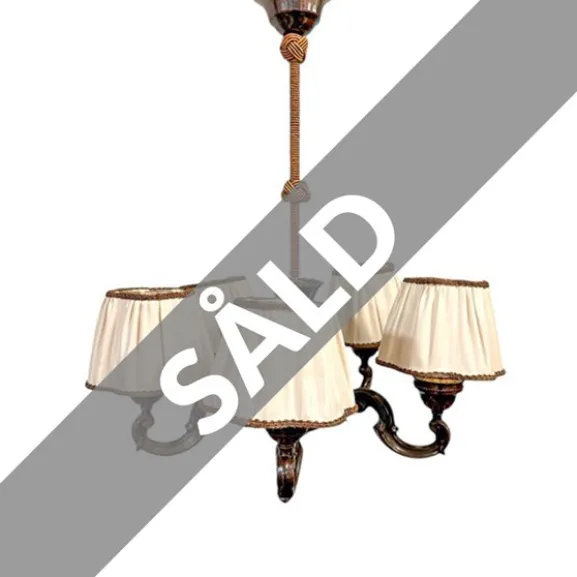 Taklampa 5armar Brun/Vit Trä , 62 cm