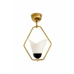 Taklampa Aurora, mässing & opal 36cm