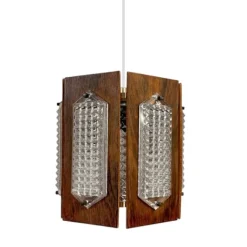 Taklampa Bruno, trä/glas