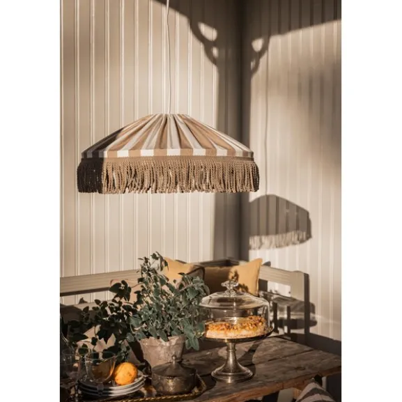 Taklampa Capri D50 s/v frans E27 5m IP44 taupe/vit