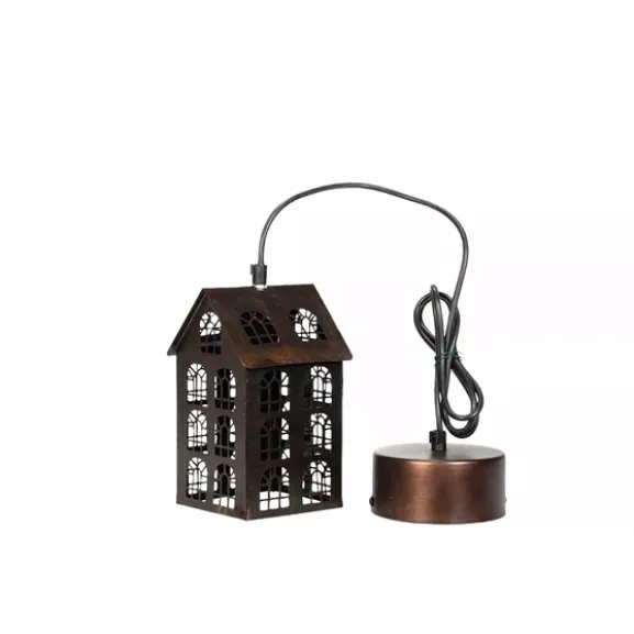 Taklampa Hus Antik Brun, small
