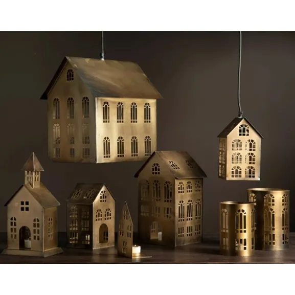 Taklampa Hus Antik Mässing, small