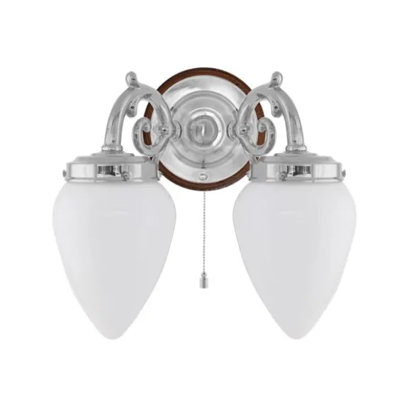 Tegengren vägglampa fast montage, nickel/brun