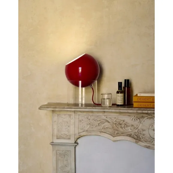 Topan Bordslampa VP13 Clear acrylic base Vermilion Red