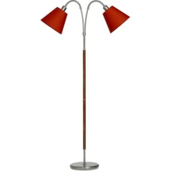 Tullgarn golvlampa tvåarmad, råjärn/valnöt 145cm