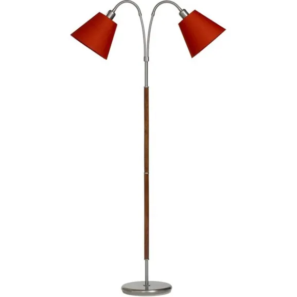 Tullgarn golvlampa tvåarmad, råjärn/valnöt 145cm
